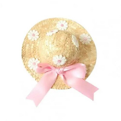 Lahe kutsikamüts Päikesekaitse pits, volangidega ääris Armas õlgkübarad lemmikloomade pildistamise mütsid suvekoertele Mütsid Aksessuaarid Dekoratsioon