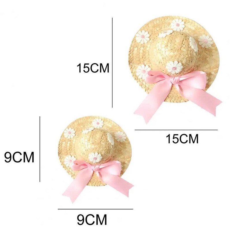 Lahe kutsikamüts Päikesekaitse pits, volangidega ääris Armas õlgkübarad lemmikloomade pildistamise mütsid suvekoertele Mütsid Aksessuaarid Dekoratsioon