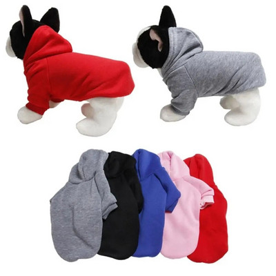 Soft Solid Color Pet Hoodie Comfortable Polyester Dog Hoodies Sweater Warm Dog Hoody Puppy Coat Sweatshirt Winter
