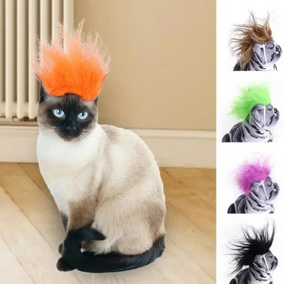 Perucă unică de pisică Crăciun pentru cap Pisică Blană Artificială Cosplay Crăciun pentru cap Banda elastică Design Decorare Creativă Accesorii pentru fotografii pentru animale de companie