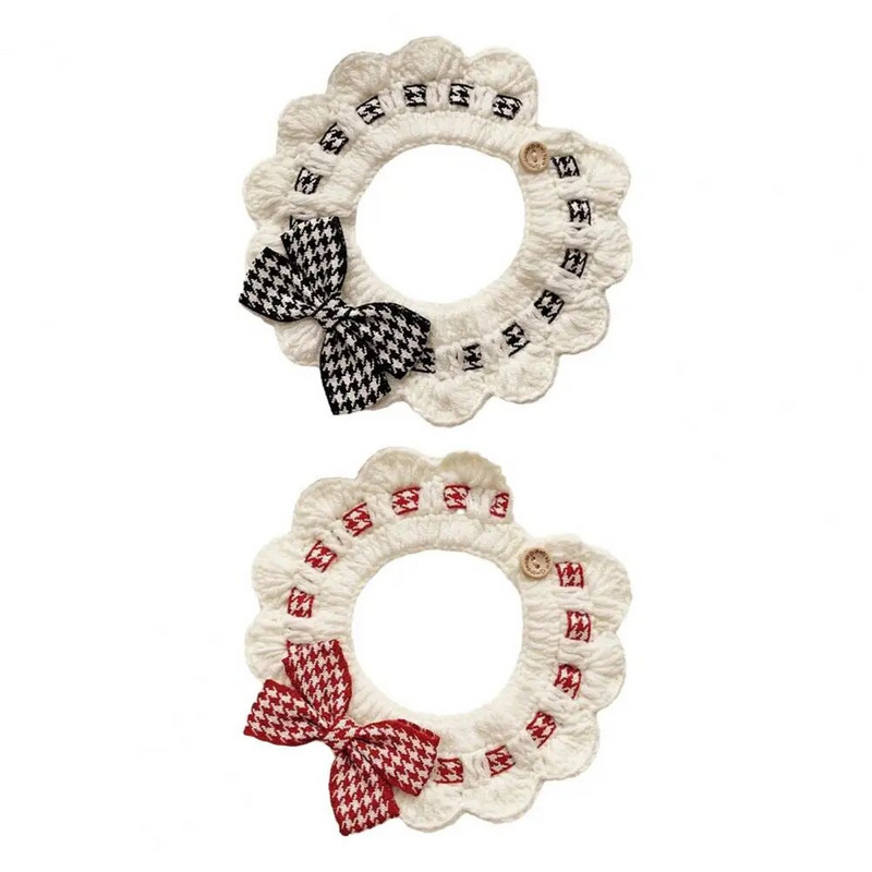 Jauka kaķa kakla siksna ar mežģīņu dizaina bantītes rotājumu, mīksta, ērta mājdzīvnieka kaklasiksna ar pogām kaķiem