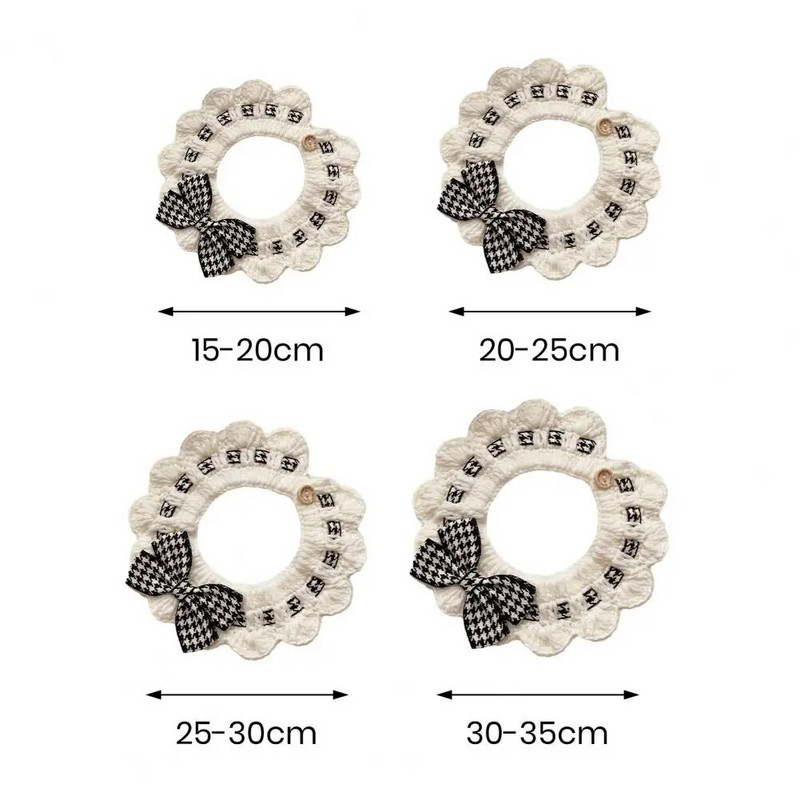 Jauka kaķa kakla siksna ar mežģīņu dizaina bantītes rotājumu, mīksta, ērta mājdzīvnieka kaklasiksna ar pogām kaķiem