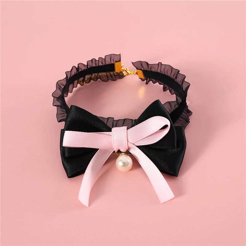 Uus disain Velvet Bow pärlkaelarihmad kassidele Kutsikatele Peen moodne kaelakee kaelarihm šikk peoloomatarbed Kassitarvikud