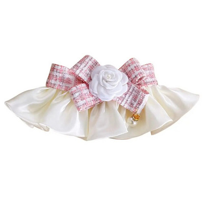 Μόδας σκύλος πετσέτα σάλιου Λουράκι λαιμού Φουλάρι για κατοικίδια Αξεσουάρ Δαντέλα παπιγιόν Πέρλα Γιακά κουταβιού κορδόνι σαλιάρα σκύλου μαντήλι