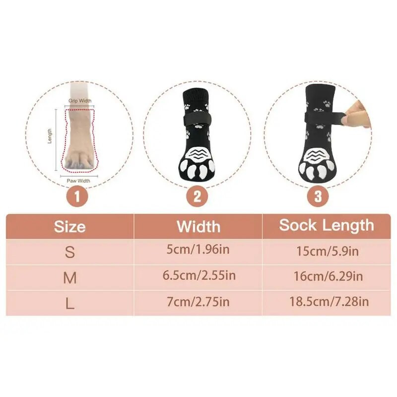 Αντιολισθητικές κάλτσες σκύλου 4 τμχ διπλής όψης με ρυθμιζόμενους ιμάντες για προστατευτικό ποδιών για κατοικίδια για κουτάβια, μικρού μεγέθους, μεσαίου μεγέθους σκύλους σε εσωτερικούς χώρους