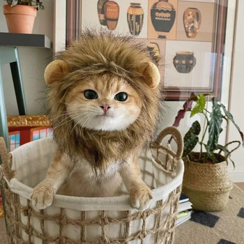 Χαριτωμένο Lion Mane περούκα κατοικίδιο ζώο Μικρό σκύλο Γάτες Στολή Lion Mane Καπέλο περούκα για σκύλους γάτας Φανταχτερό κοστούμι Cosplay παιχνίδι για κατοικίδια