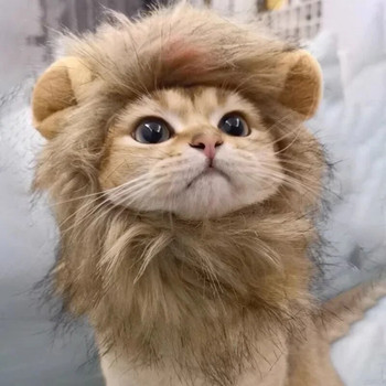 Сладка котешка перука с лъвска грива Pet Small Dog Cats Costume Lion Mane Wig Cap Hat for Cat Dogs Fancy Costume Cosplay Toy Pet Accessories