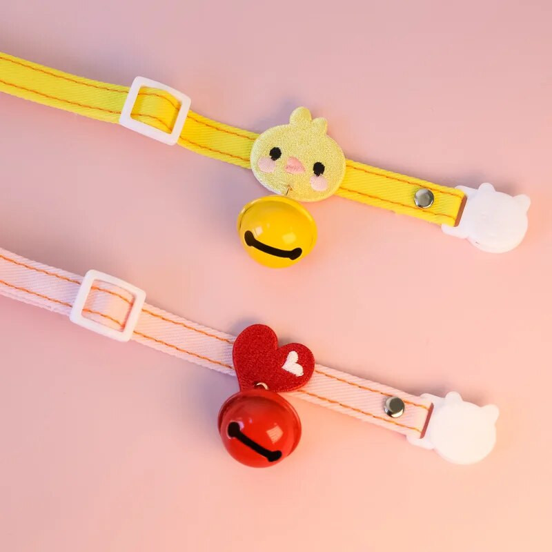 Itin mielas medvilninis kačių antkaklis nuo užspringimo, saugos sagtis Reguliuojamas naminių gyvūnėlių antkaklis Triušiui/varlei/Panda Big Bells Cats Priedai 1vnt.