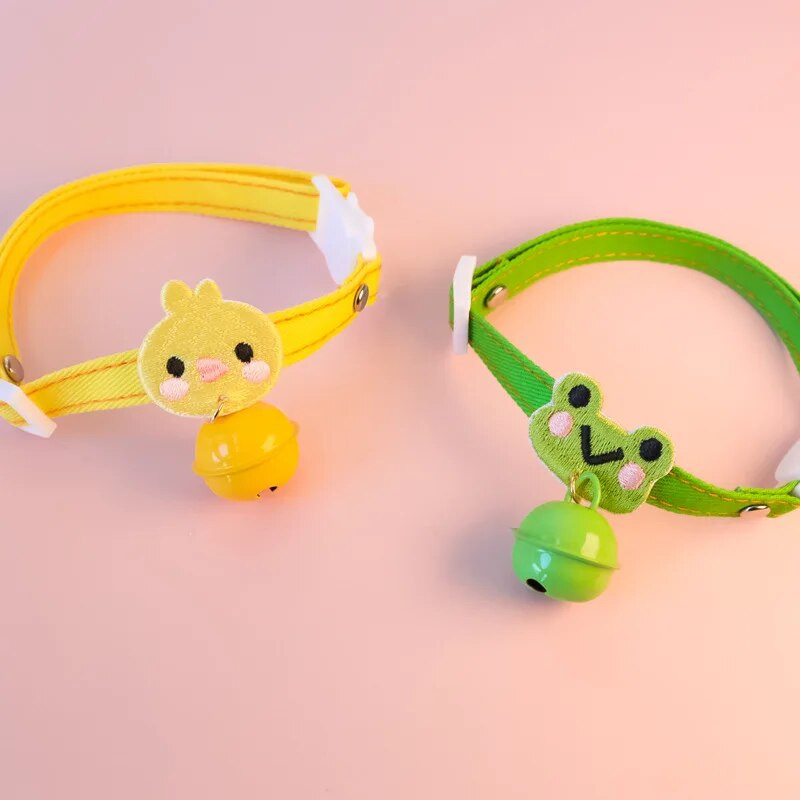 Itin mielas medvilninis kačių antkaklis nuo užspringimo, saugos sagtis Reguliuojamas naminių gyvūnėlių antkaklis Triušiui/varlei/Panda Big Bells Cats Priedai 1vnt.