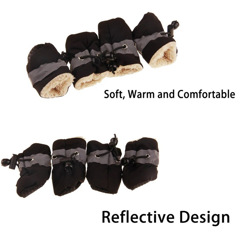 4 τμχ/σετ Χειμερινά αντανακλαστικά χοντρά ζεστά παπούτσια για κατοικίδια Σκύλοι Μπότες χιονιού Αντιολισθητικά παπούτσια για μικρά σκυλιά γάτες Chihuahua Yorkie