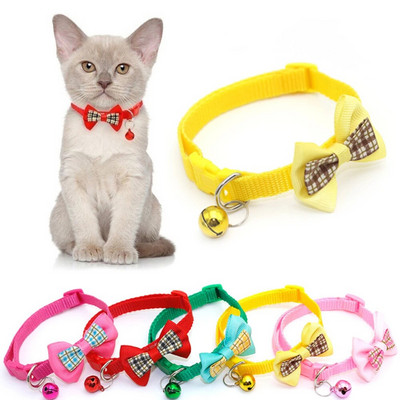 1 buc. Imprimare în carouri cățeluș pentru câini papion reglabil guler din nailon, accesorii pentru animale de companie, ornament pentru pisici, accesorii de decorare pentru pisoi cu clopot