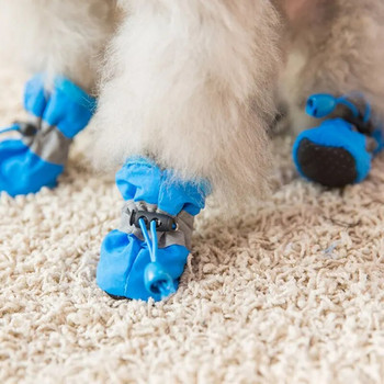 4 бр. Противоплъзгащи се обувки за кученца Водоустойчиви зимни домашни кучета Противоплъзгащи се ботуши за дъжд и сняг Обувки Дебели топли за Чихуахуа Чорапи Ботуши