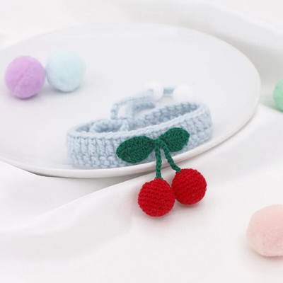 Κερασόκολα για γάτες Πλεκτό κολιέ με μπάλα για σκύλους κατοικίδιων ζώων Χαριτωμένη ρυθμιζόμενη γραβάτα Χειροκίνητο Kitty Scarf Χριστουγεννιάτικα αξεσουάρ για κατοικίδια