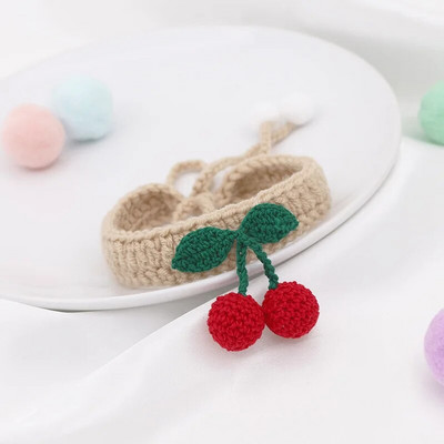 Κερασόκολα για γάτες Πλεκτό κολιέ με μπάλα για σκύλους κατοικίδιων ζώων Χαριτωμένη ρυθμιζόμενη γραβάτα Χειροκίνητο Kitty Scarf Χριστουγεννιάτικα αξεσουάρ για κατοικίδια