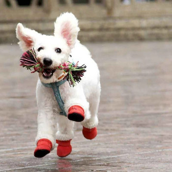 4 бр. Зимни водоустойчиви топли обувки за домашни кучета Неплъзгащи се ботуши за сняг за малки породи кучета Кученце Котка Чихуахуа Консумативи за лапи за домашни любимци
