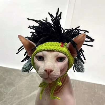 Žieminė kačių kepurė Elastinė miela rafinuota naminių gyvūnėlių kepurė Kačiukai Megzta kepurė Vakarėlis Fotosesijos rekvizitai Dekoravimas Katėms Priedai naminių gyvūnėlių produktai