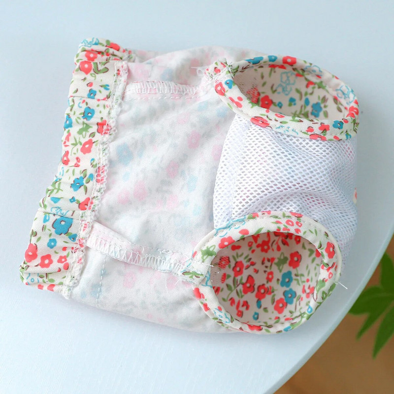 Πλένεται σορτς υγιεινής σκύλου Πάνα παντελόνι με λουράκι στήθους με βολάν και χαριτωμένο τύπωμα θηλυκό σκυλί για το Yorkov Pitbull Bulldog