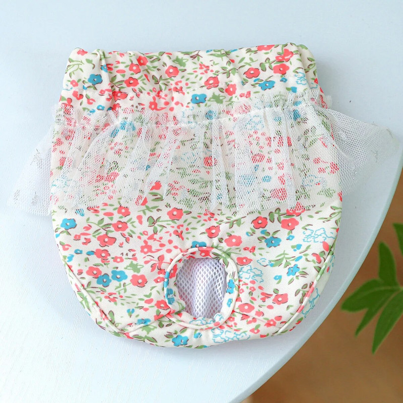 Πλένεται σορτς υγιεινής σκύλου Πάνα παντελόνι με λουράκι στήθους με βολάν και χαριτωμένο τύπωμα θηλυκό σκυλί για το Yorkov Pitbull Bulldog