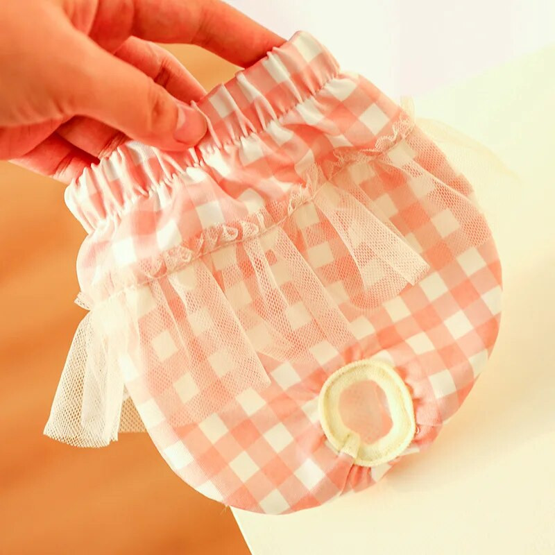Χαριτωμένο παντελόνι με δαντέλα για φυσιολογικό εμμηνορροϊκό υγιεινό, επαναχρησιμοποιούμενες πάνες υγιεινής Doggie που πλένονται Γυναικεία σορτς για σκύλους Εσώρουχα