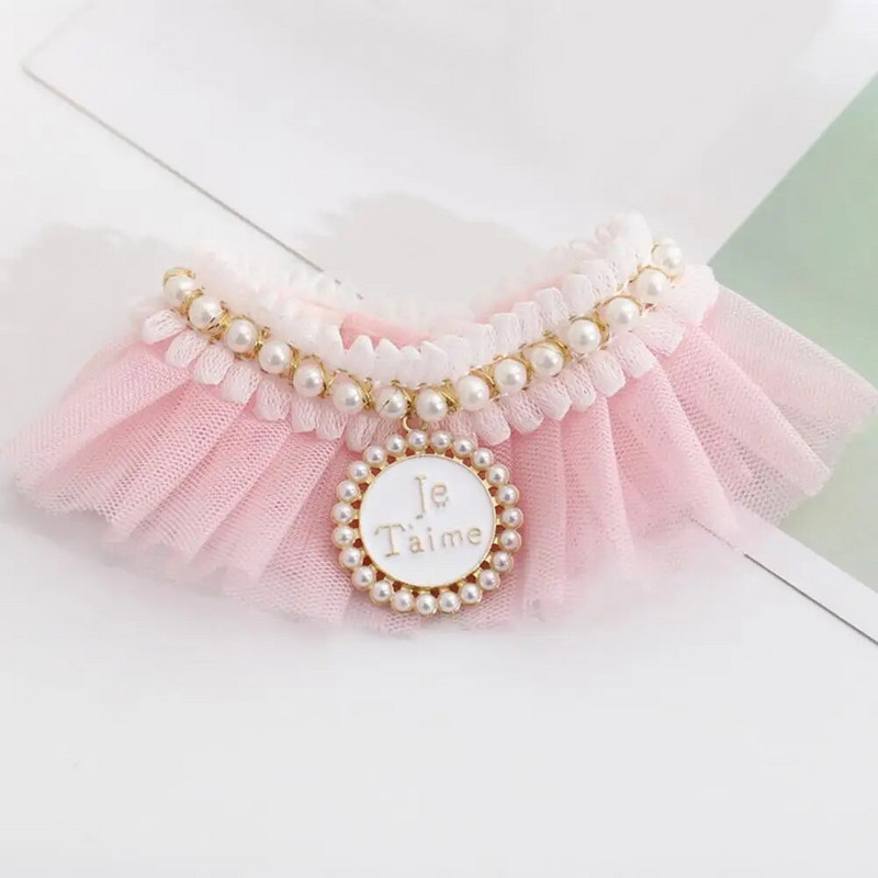 Kutya nyakörv Faux Pearl csipke felni hálós Kitty nyál nyakkendő Imádnivaló kopásálló macska nyál előke fotózás kellékek mindennapi viselet