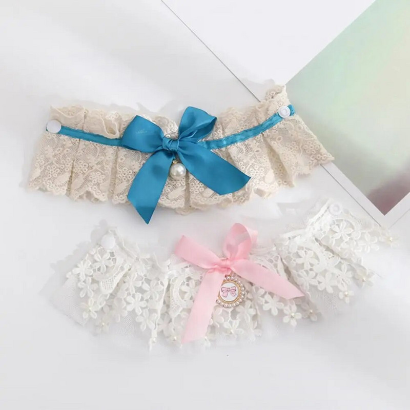 Kutya nyakörv Faux Pearl csipke felni hálós Kitty nyál nyakkendő Imádnivaló kopásálló macska nyál előke fotózás kellékek mindennapi viselet