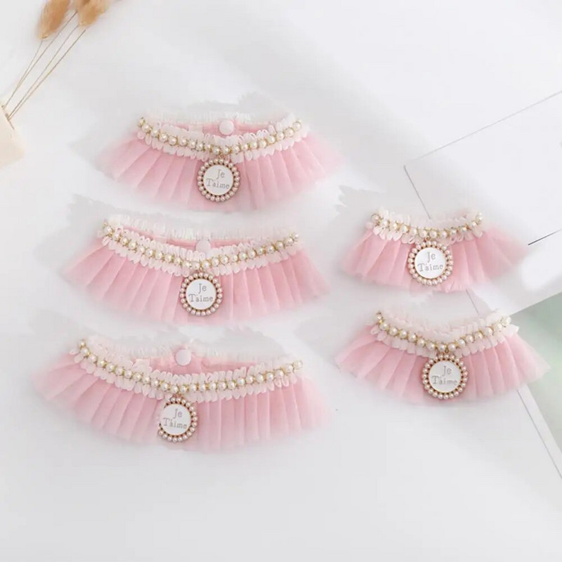 Kutya nyakörv Faux Pearl csipke felni hálós Kitty nyál nyakkendő Imádnivaló kopásálló macska nyál előke fotózás kellékek mindennapi viselet