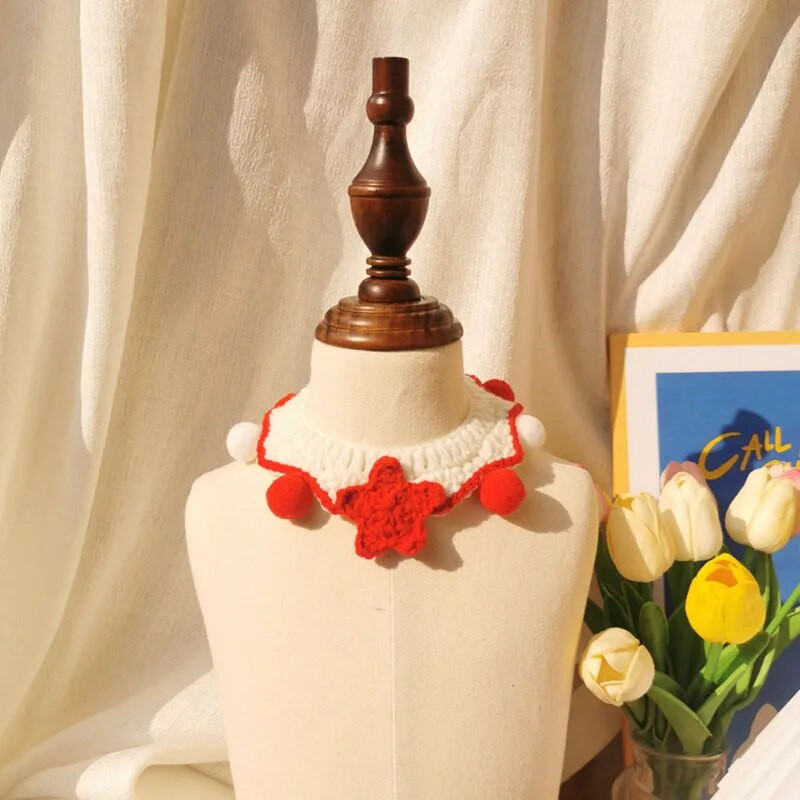 2023 Νέο πλεκτό κολάρο γάτας με λαιμό κατοικίδιων ζώων Χειροποίητο υφαντό ύφασμα μικρού μεγέθους Προμήθειες για κατοικίδια ζώα για γάτες και σκύλους Χαριτωμένο εγχειρίδιο διακόσμηση για κατοικίδια