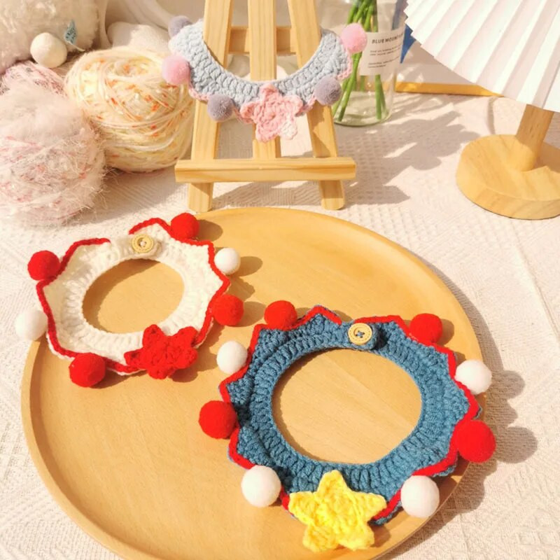 2023 Νέο πλεκτό κολάρο γάτας με λαιμό κατοικίδιων ζώων Χειροποίητο υφαντό ύφασμα μικρού μεγέθους Προμήθειες για κατοικίδια ζώα για γάτες και σκύλους Χαριτωμένο εγχειρίδιο διακόσμηση για κατοικίδια