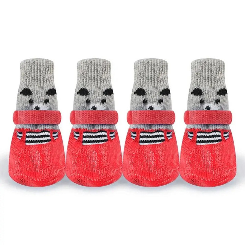 2 poros rudens žiemos naminiams gyvūnėliams šunų batai kojinės vandeniui atsparios katės Guminės kojinės Neslystančios šunų lietus sniego batai kojinės šunys mezgimas šiltos kojinės
