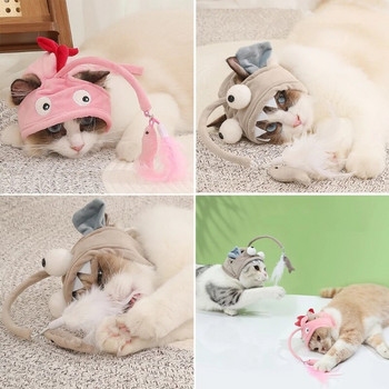 Lovely Cat Cap Toy Διαδραστικό παιχνίδι για γάτες με γούνινο μενταγιόν για άσκηση και ψυχαγωγικό καπάκι φωτογραφιών σε εσωτερικούς χώρους