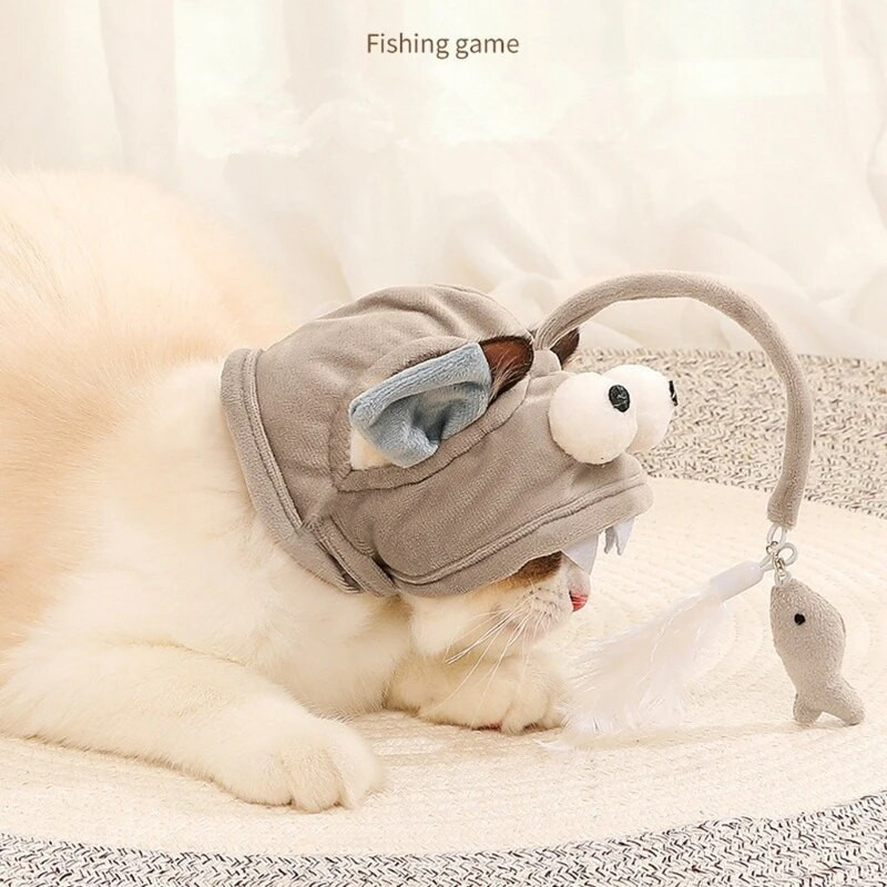 Prekrasna igračka s kapom za mačke Interaktivna igračka za draženje mačaka s krznenim privjeskom Kapa za tjelovježbu i zabavu u zatvorenom Rekviziti za fotografije