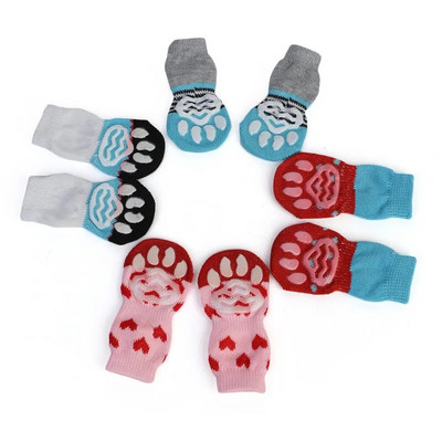 Dog Winter Shoes Anti-Slip Knit Socks Small Pet Cat Shoes Chihuahua Shoes Thick Warm Paw Protector Dog Socks Booties Accessories