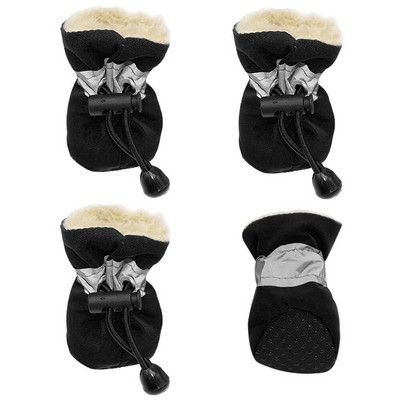 4 gab Ūdensnecaurlaidīgi Suņu Apavi Atstarojoši Pretslīdes Lietus Zābaki Regulējami Ziemas Siltas Zeķes Sneaker Paw Protector Suņiem Kaķiem