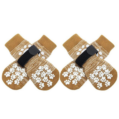 4 vnt. neslystančios naminių šunų kačių kojinės šunų letenų apsauga, traukos kontrolė, skirta dėvėti patalpose, megztos šunų kojinės su guminiu sutvirtinimu