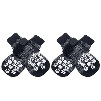 4 vnt. neslystančios naminių šunų kačių kojinės šunų letenų apsauga, traukos kontrolė, skirta dėvėti patalpose, megztos šunų kojinės su guminiu sutvirtinimu