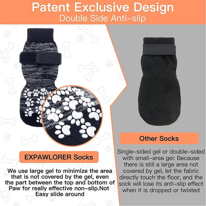 4 vnt. neslystančios naminių šunų kačių kojinės šunų letenų apsauga, traukos kontrolė, skirta dėvėti patalpose, megztos šunų kojinės su guminiu sutvirtinimu