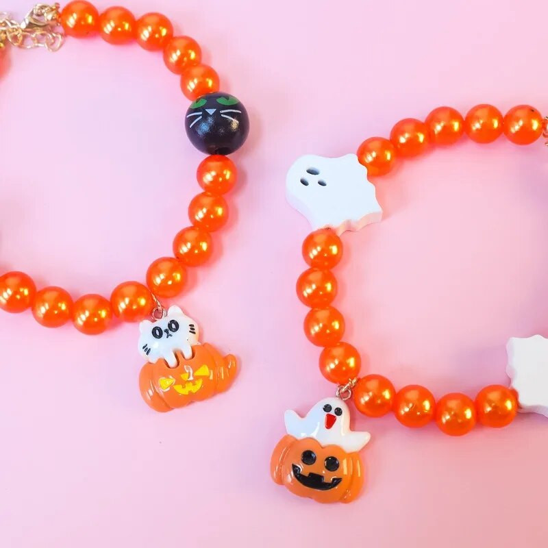 1 KOM. Slatka crtana mačja ogrlica Halloween Party dodaci za mačke Biserna smiješna bundeva/duh privjesak Pas Ogrlica za kućne ljubimce Zvona Podesiva