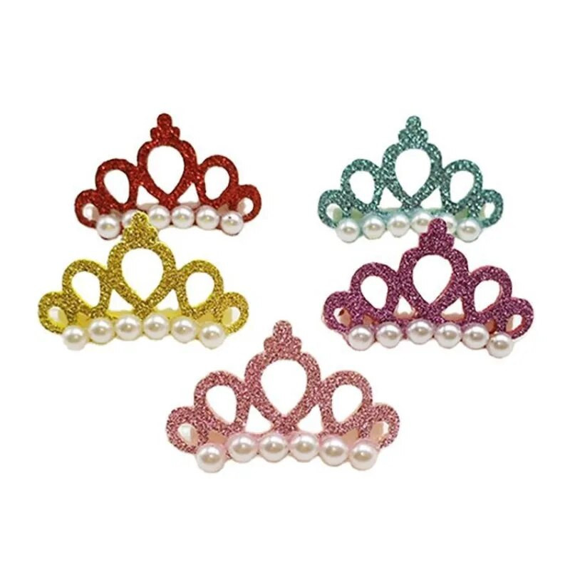 Maži šunys Dirbtinių perlų karūnėlės formos lankeliai plaukų segtukai lankeliai miela galvos puošmena naminiams gyvūnėliams plaukų segtukai kačių lankelis naminių gyvūnėlių priedai