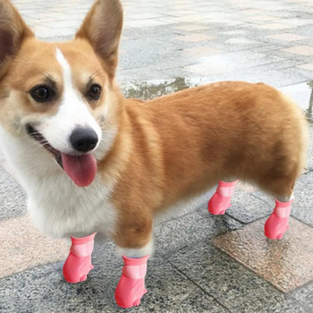 4 бр. Дъждовни ботуши за кучета без деформация Кучешки ботуши за профилактика на износване Ботуши за дъжд за кучета