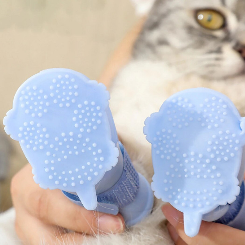 4db Kutya esőcsizma szilikon kölyökcipő kisállat mancs védő csúszásgátló vízálló macskacipő gumicsizma kültéri lábbelihez zokni