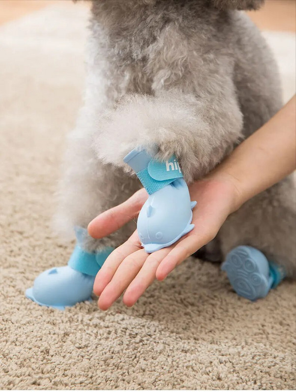 Crtani dupin cipele za pse štene plišane čarape vodootporne čizme za kišu silikonska navlaka za noge chihuahua zapatos para perro acesorios