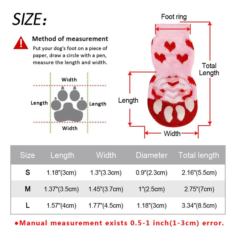 4kom/komplet Slatke tople cipele za pse, mačke, pletene čarape protiv klizanja, ružičaste cipele za štene za kućne ljubimce, mače za male srednje pse, mačke, čivave Perros