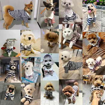 Καλοκαιρινό μπλουζάκι πόλο για σκύλους Χαριτωμένα ρούχα για κουτάβι Απλό ριγέ πουκάμισο γάτας μόδας γιλέκο για κατοικίδια γατάκι μαλακό ένδυμα σκύλου Ρούχα σκύλου Chihuahua