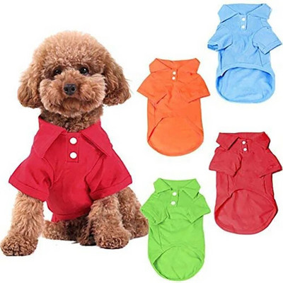 Candy Color Cute Pet Puppy Polo Collar Dog Shirt Малко куче Котка Дрехи за домашни любимци Модна жилетка за домашни любимци Дрехи Костюм Тениска Теди XS-XL