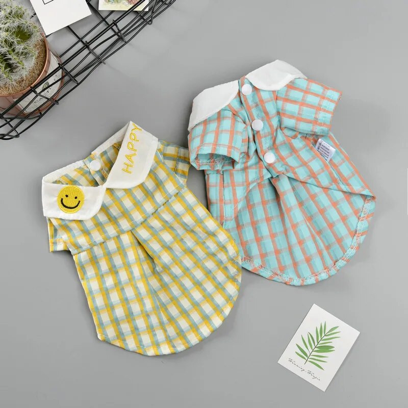 Χαριτωμένο καρό πουκάμισο με πέτο γιλέκο για σκύλους κατοικίδιων ζώων Teddy Small Bichon Yorkshire Schnauzer μαλτέζικο πουκάμισο σκυλιών για μικρά σκυλιά