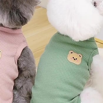 Μπλουζάκι για κατοικίδια Casual, στρογγυλή λαιμόκοψη, μονόχρωμο, χαριτωμένο μοτίβο αρκουδάκι, γιλέκο για σκύλους, για ανοιξιάτικα ρούχα για σκύλους για κατοικίδια, μπλουζάκι για κουτάβι γιλέκο