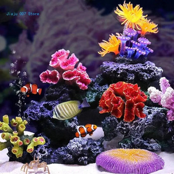 Изкуствени коралови растения Аквариумни цветни орнаменти Коралов декор от полирезин Направи си сам риба за декорация на резервоар Смола Coral Fish Hous C9GA