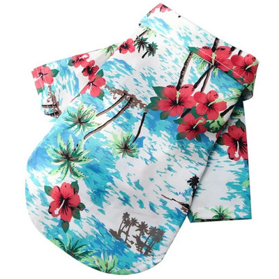 Suvine koerasärk Hawaiian Beach Lemmikloomarõivad Kookosepuu lilledega trükitud kutsikate T-särk väikestele koertele Kassidele Vest Laagri särk mopsile