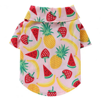 Vékony pamut kutya ing hajtóka nyakörv puha kutyablúz kényelmes gombos záródás cseresznye mintás kisállat kutya nyári pulóver mindennapi viselet