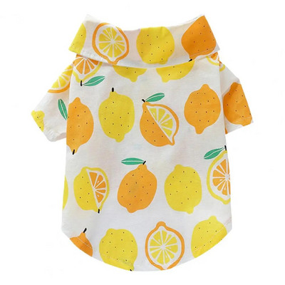 Vékony pamut kutya ing hajtóka nyakörv puha kutyablúz kényelmes gombos záródás cseresznye mintás kisállat kutya nyári pulóver mindennapi viselet